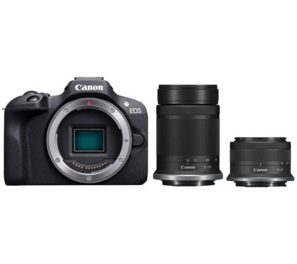 CANON EOS R100 Mirrorless Camera with RF-S 18-45 mm f/4.5-6.3 IS STM & 55-210 mm f/5-7.1 IS STM Lens, Black