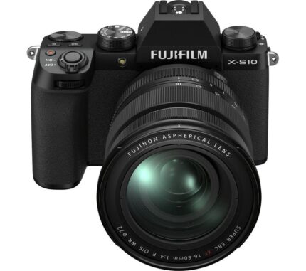 FUJIFILM X-S10 Mirrorless Camera with FUJINON XF 16-80 mm f/4 R OIS WR Lens - Black, Black