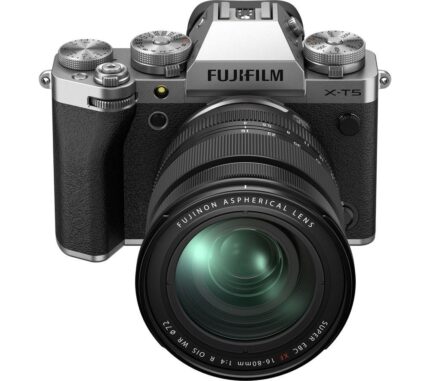 FUJIFILM X-T5 Mirrorless Camera with FUJINON XF 16-80 mm f/4 R OIS WR Lens - Silver, Silver/Grey