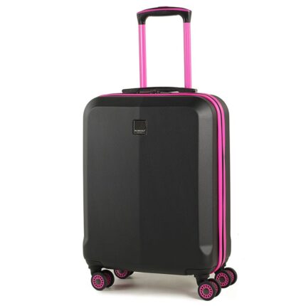 Members by Rock Onyx Luggage 4-Wheel Contrast Trim Cabin Suitcase - Black/Pink