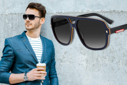 Men's Dsquared2 Sunglasses - Blue Rim & Black Frame