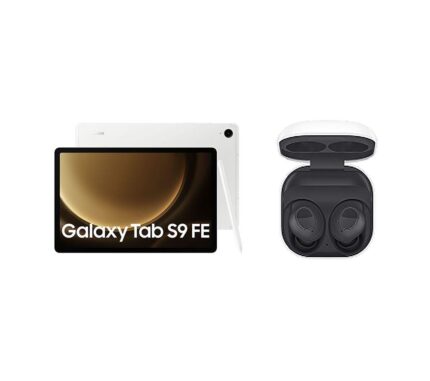 Samsung Galaxy Tab S9 FE 10.9" Tablet (256 GB, Silver) & Galaxy Buds FE Wireless Bluetooth Noise-Cancelling Earbuds Bundle, Silver/Grey