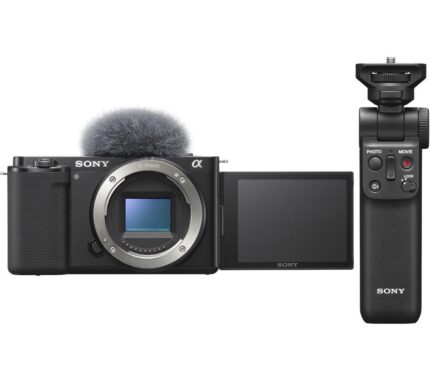 Sony ZV-E10 Mirrorless Vlogging Camera & GP-VPT2BT Shooting Grip Bundle - Body Only, Black