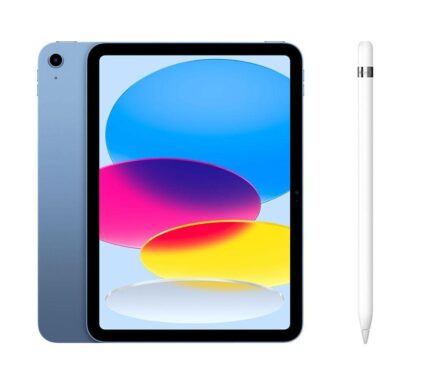 Apple 10.9" iPad (2022, 64 GB, Blue) & Pencil (1st Generation) Bundle, Blue,White