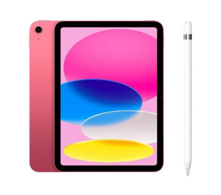Apple 10.9" iPad (2022, 64 GB, Pink) & Pencil (1st Generation) Bundle, White,Pink