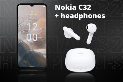Nokia C32 128GB Unlocked 4G Smartphone with Headphones Bundle