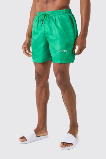 Mens Green Ofcl Mid Length Swim Short, Green
