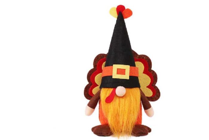 Harvest Turkey Table Ornament - Faceless Old Man Figure, Non-Woven Fabric, 20x10cm, Festive Home Decor | Wowcher
