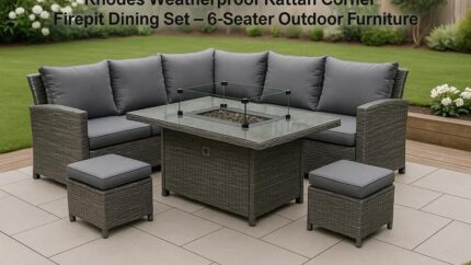 Rhodes Rattan Corner Set With Firepit Table And Matching Stools | Wowcher