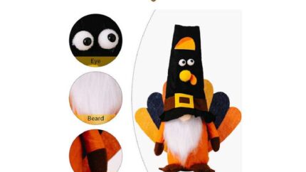 Spread-Tail Turkey Gnome Ornament - Decorative Fabric Table Accent, 29cm, Autumn Harvest Style | Wowcher