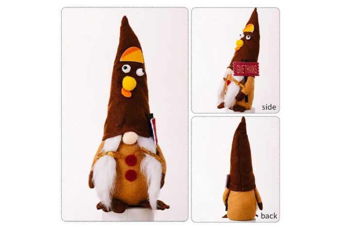 Turkey Gnome Figurine - Handcrafted Harvest Table Decor, Polyester & Fabric, 33cm | Wowcher